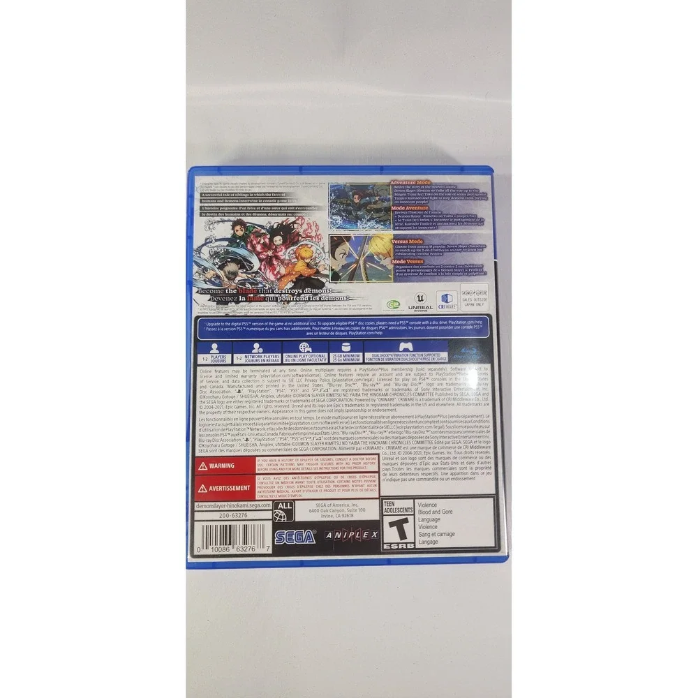 Demon Slayer The Hinokami Chronicles PlayStation 4 Game (No Manual)